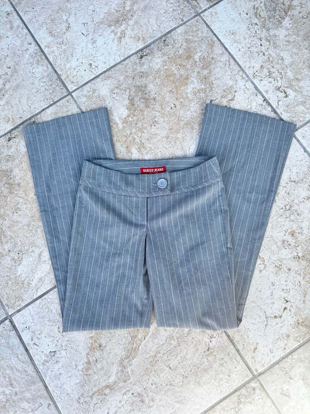 Y2K Guess Jeans Slate Grey Pinstripe Flare Pants